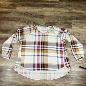 Cato Shirt Womens Plus Size 18/20W Plaid LS Tunic